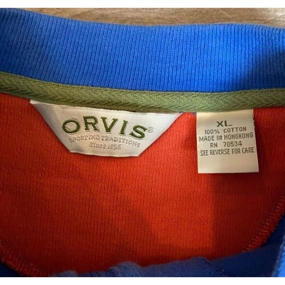 Orvis Mens Blue 1/4 Zip Long Sleeve Mock Neck Pullover Sweater Sweatshirt~XL - Picture 2 of 5